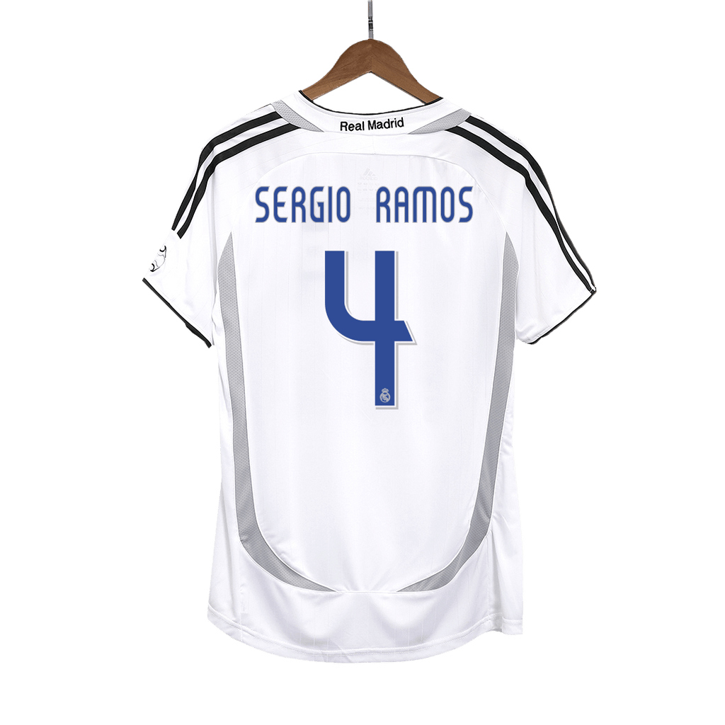 SERGIO RAMOS #4 Retro Real Madrid Jersey Home Soccer Shirt 2006/07