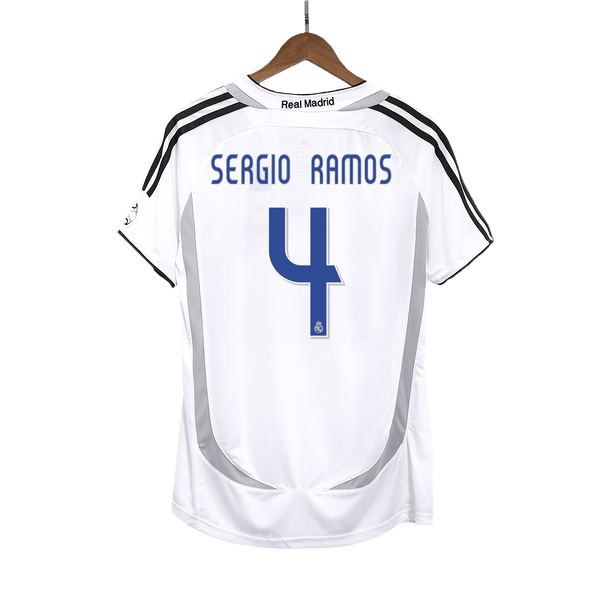 SERGIO RAMOS #4 Retro Real Madrid Jersey Home Soccer Shirt 2006/07