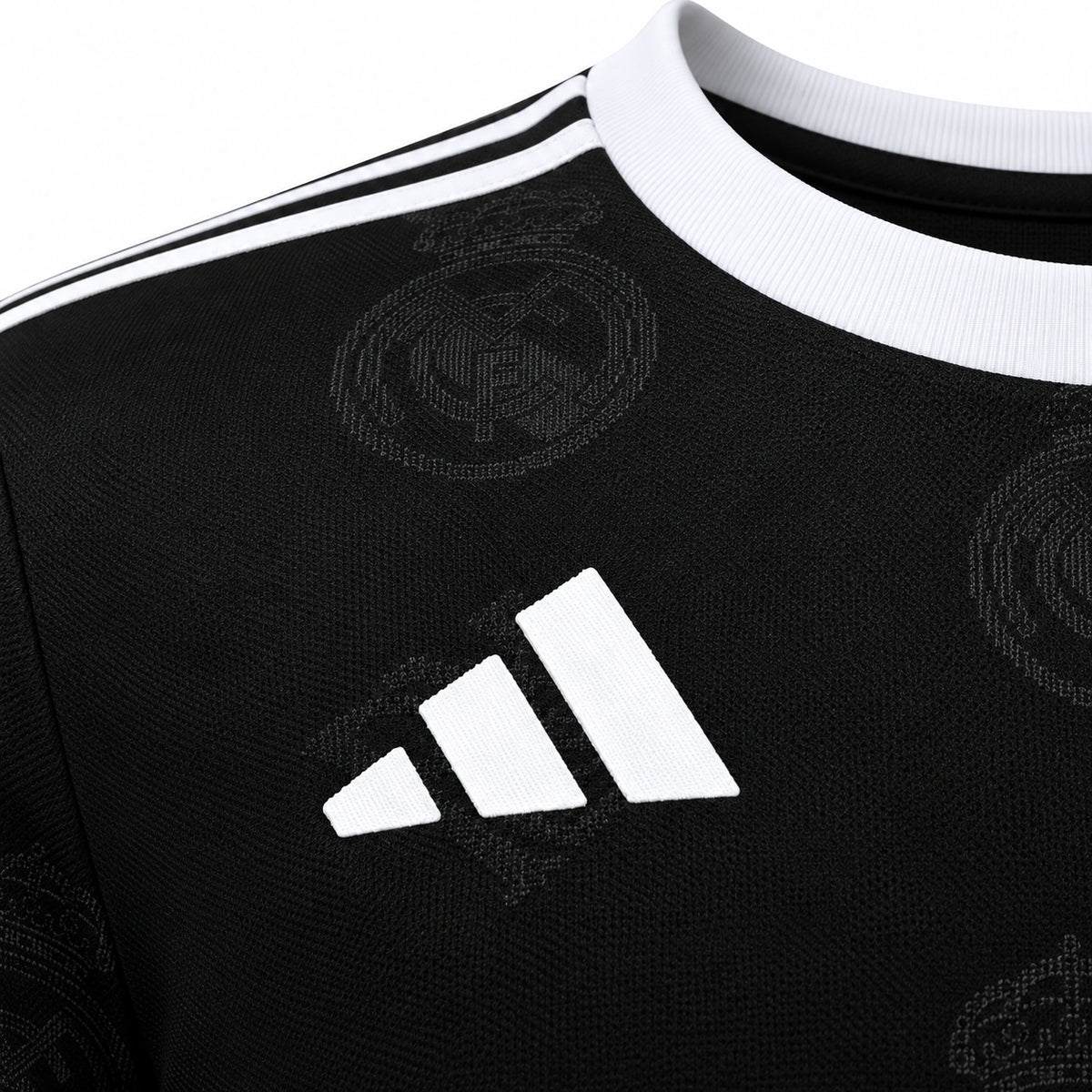 Real Madrid 2025/26 men's black polo jersey adidas logo detail