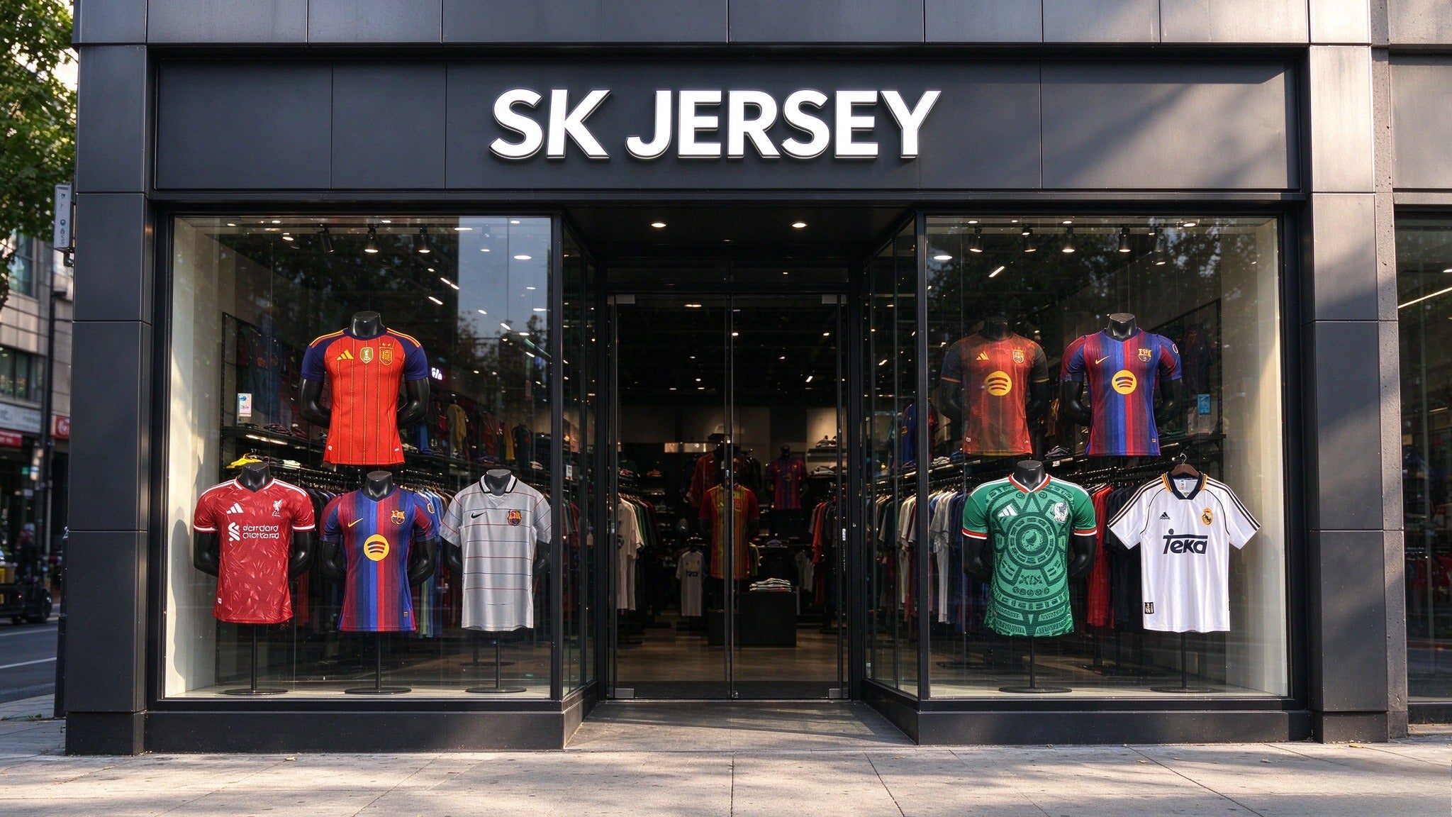 Exterior view of the SK Jersey physical store